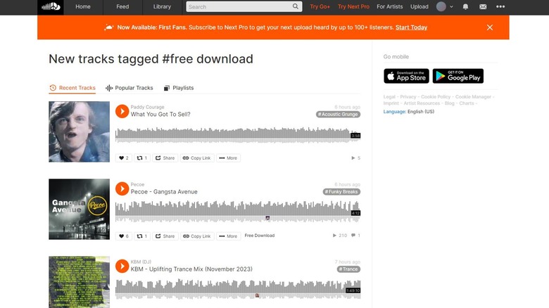 free downloads on Soundcloud