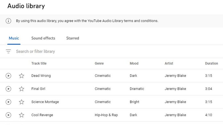 YouTube's Audio Library