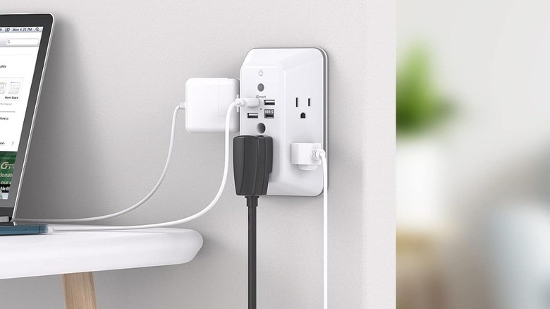 Cords attached to Addtam multi plug outlet