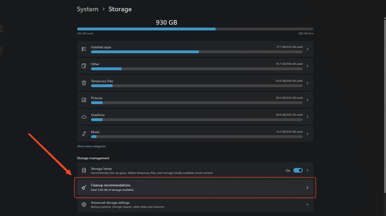 Storage cleanup Windows 11