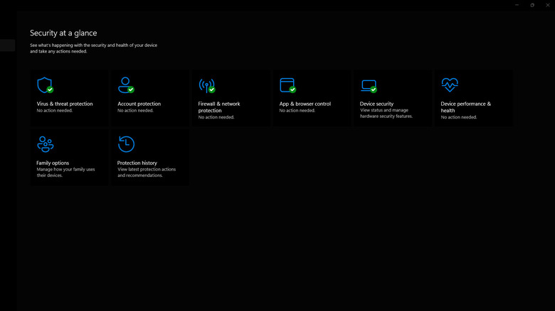 Windows security settings