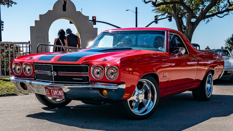 Red and black Chevrolet El camino