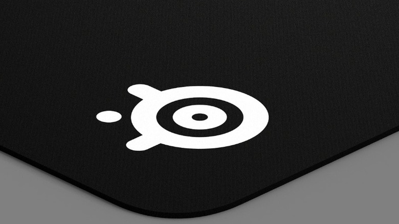 A corner of the SteelSeries QcK Gaming Mouse Pad