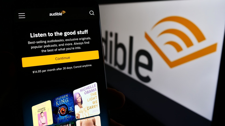 Audible app and logo on smartphone