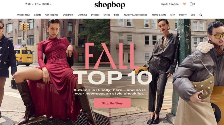 Shopbop homepage