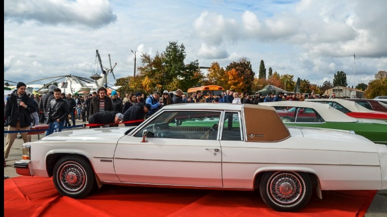 White 1977 Cadillac Deville