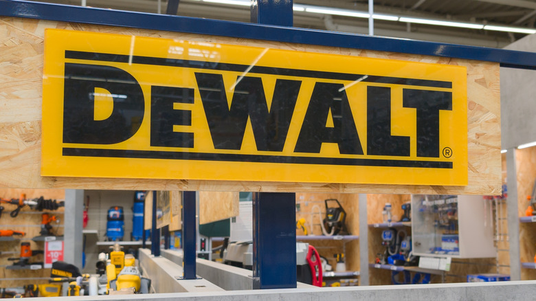 a DeWalt sign in hardware store