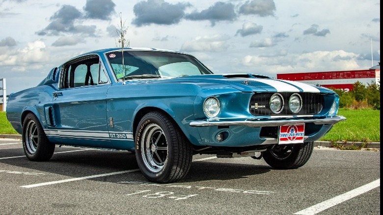 Blue Ford Mustang