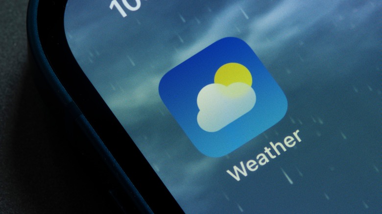 Weather app on smartphone