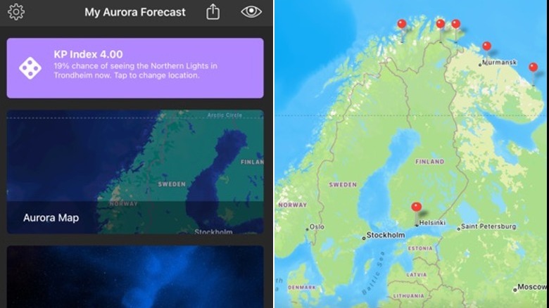 Screenshots of My Aurora Forecast & Alerts