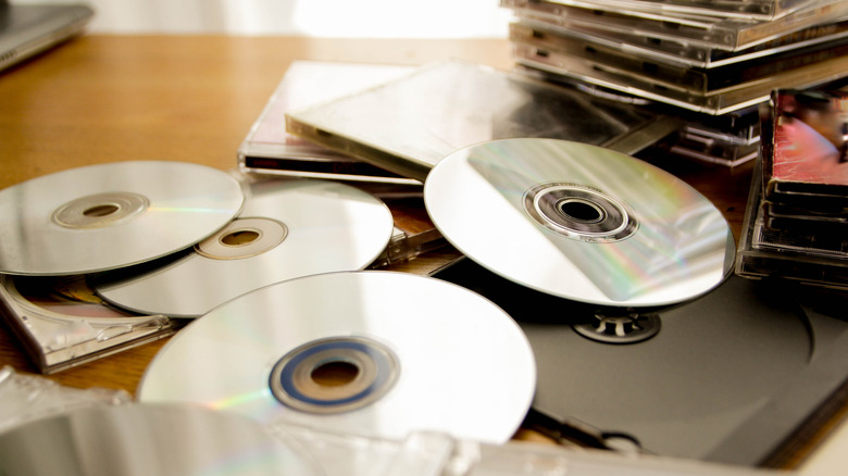 a stack of DVDs