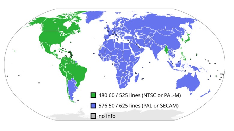 map of modern analog standard usage