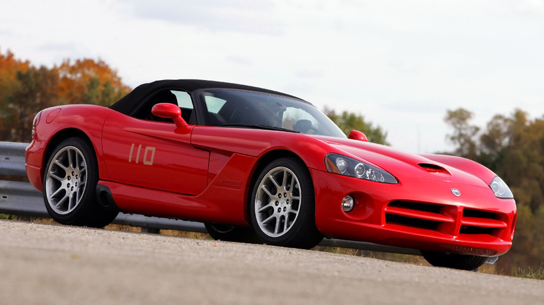 Red Dodge Viper front 3/4 view