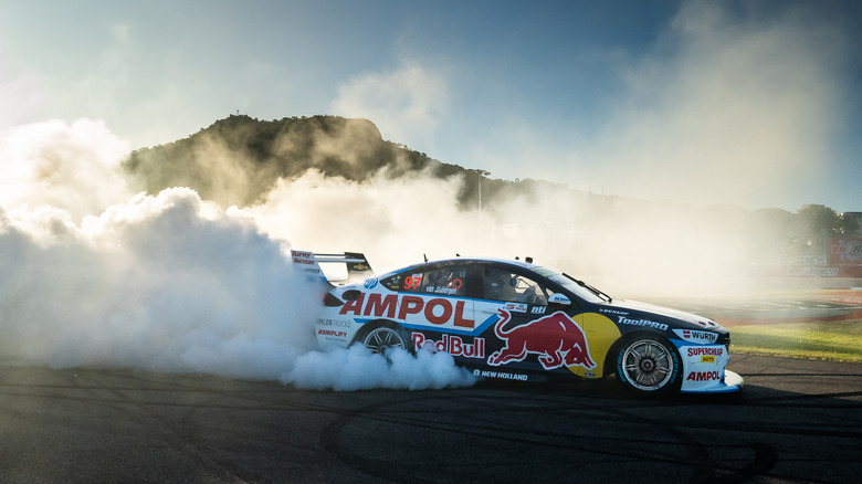 Holden Commodore with tire smoke