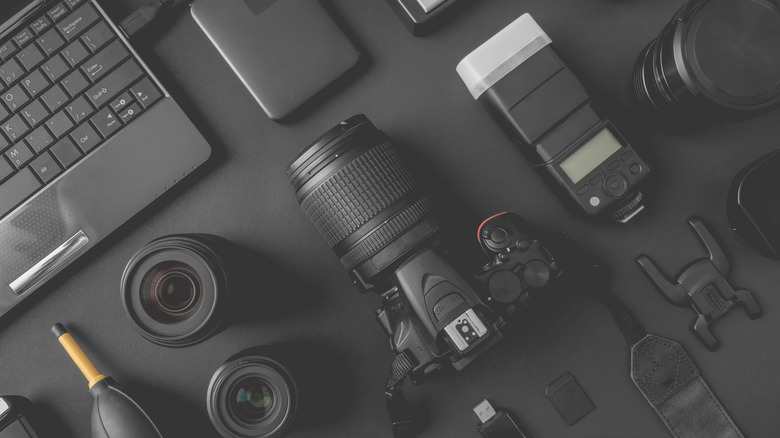 Aerial view of photography equipment