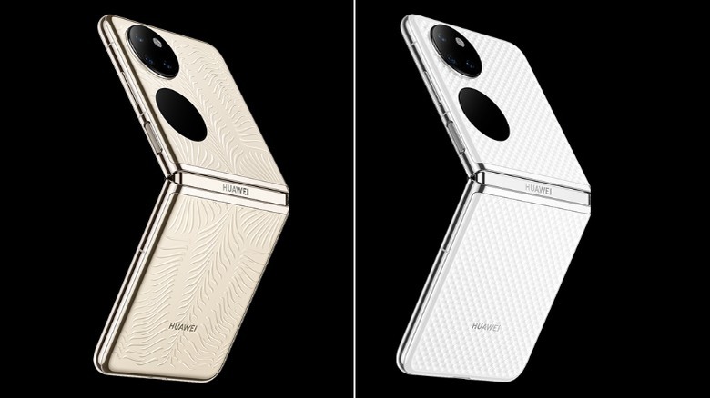 HUAWEI P50 Pocket Premium Gold Edition and White