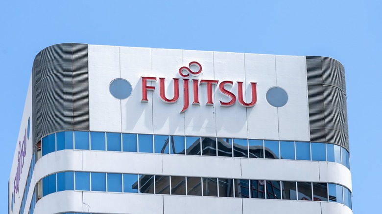 Fujitsu logo on building