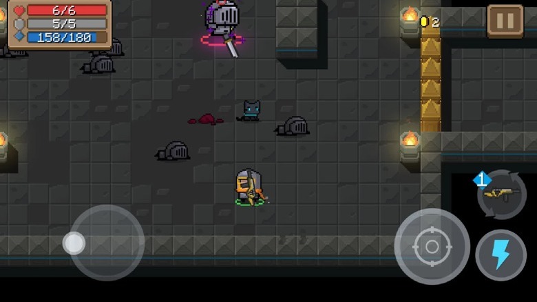 The knight moving around a dungeon in Soul Knight