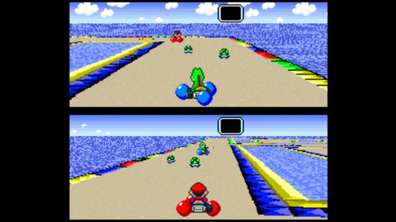 Mario and Yoshi playing battle mode