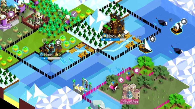 Players expanding their territory in The Battle of Polytopia