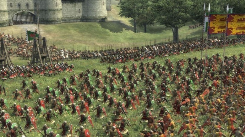 Soldiers fighting against each other in Medieval II