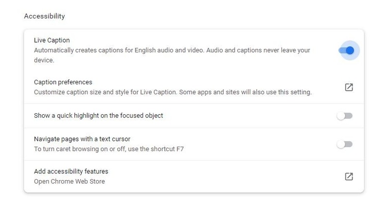 Activate captions in Chrome
