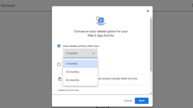 Auto delete web and activity on Chrome
