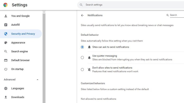 Minimize or block notifications in Chrome