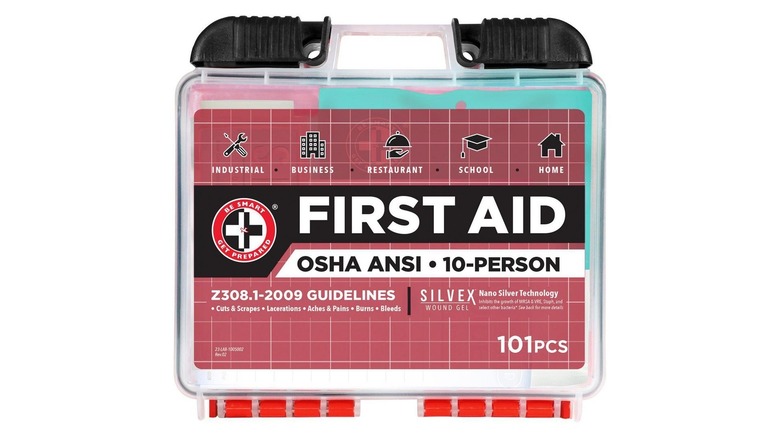 Rectangular first aid kit with handle