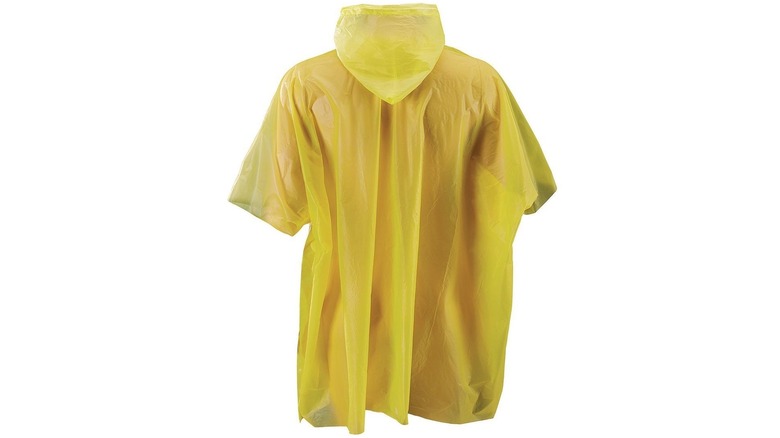 Yellow rain poncho with hood