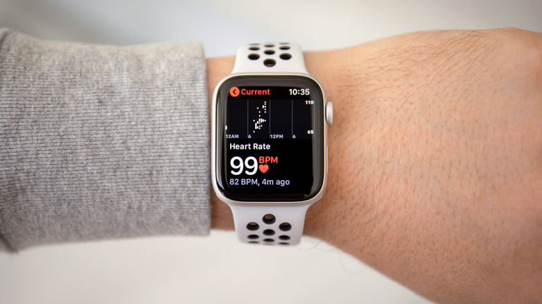 Apple Watch with heart rate reading