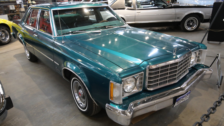 green Ford Granada at a museum