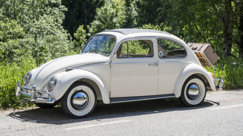 white VW Beetle 