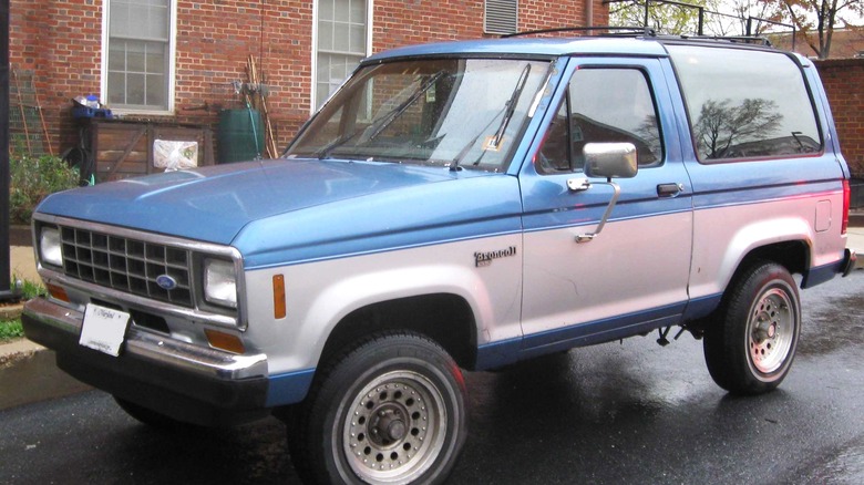 blue and silver Ford Bronco II 