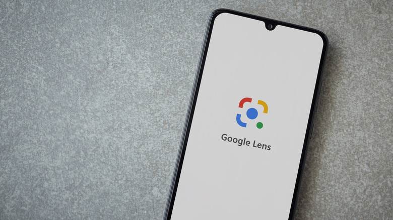 Google Lens launch screen, logo on smartphone