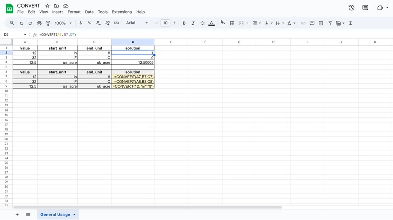 convert formula in google sheets