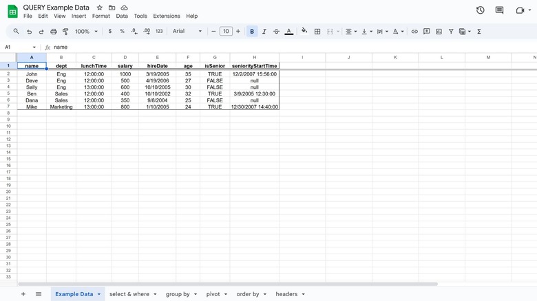 query formula in google sheets