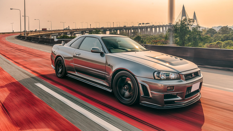 Nissan Skyline R34 GTR on the highway