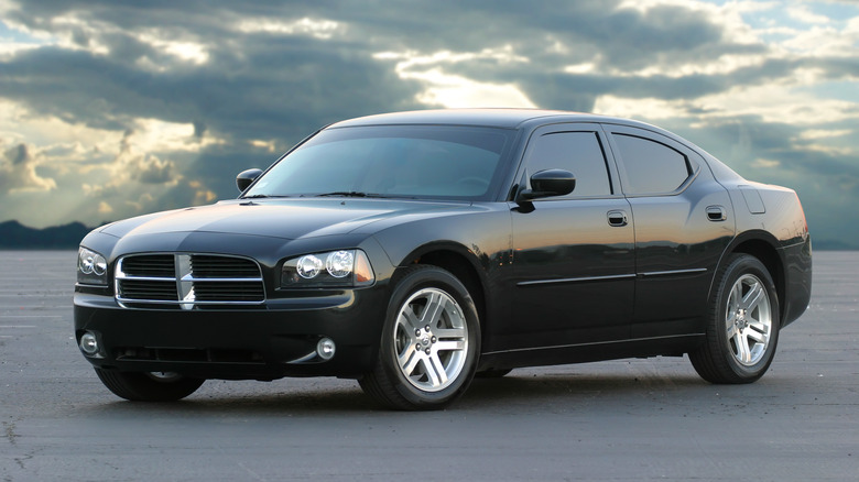 Dodge Charger with cloudy skies