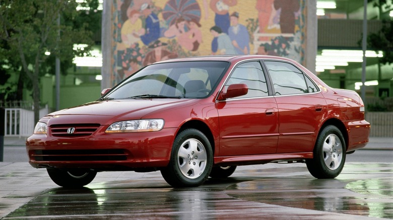 Red 2001 Honda Accord parked