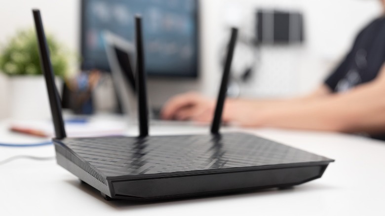 black router on table