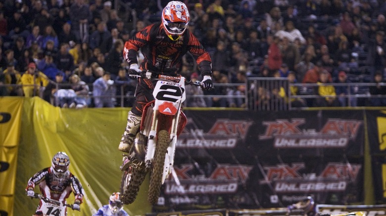 Jeremy McGrath riding a two-stroke dirt bike