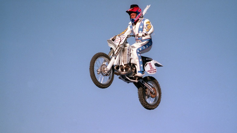 Robbie Knievel flying on a Honda CR500 