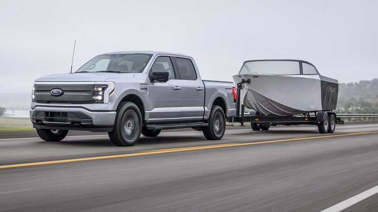 Ford F-150 Lightning towing boat