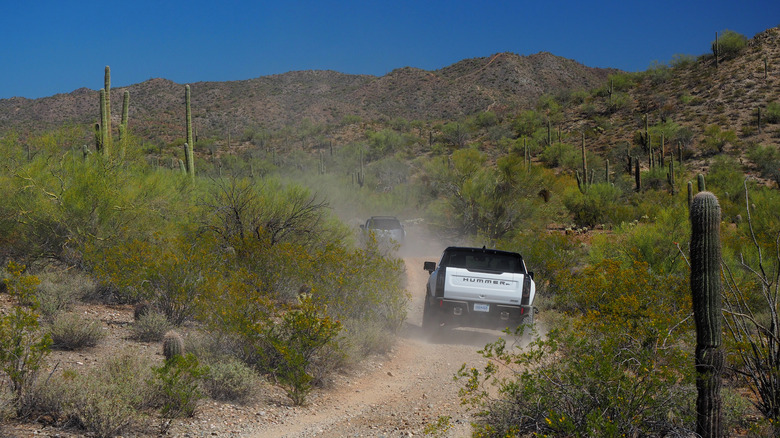 Hummer EV convoy off-road