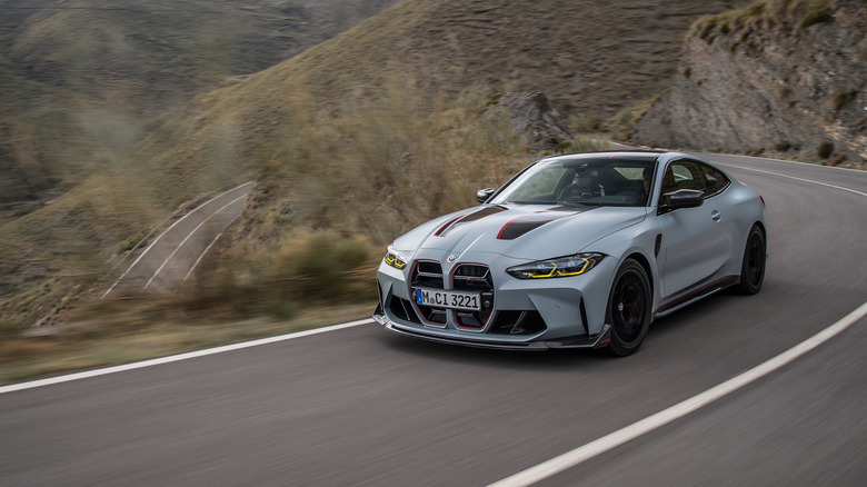 BMW M4 CSL on a mountain road