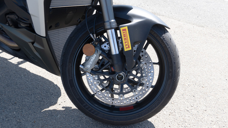 2023 Ducati Streetfighter V2 front wheel, tire, and brakes