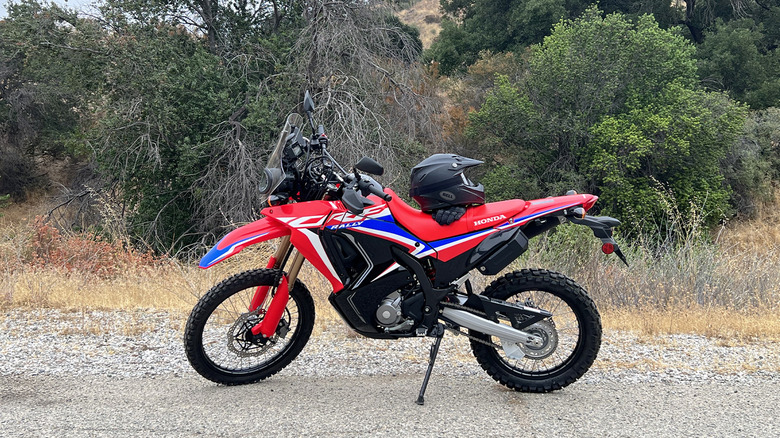 2023 Honda CRF300L Rally side profile with gear