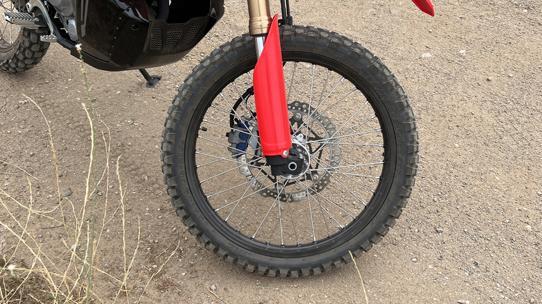 2023 Honda CRF300L Rally front wheel, tire, and brake