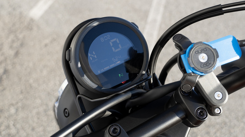 2023 Honda Scrambler gauge display with faint readouts